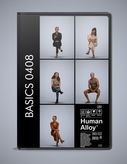 scanned 3D people sitting collection, 5 photogrammetry models for Enscape and V-Ray