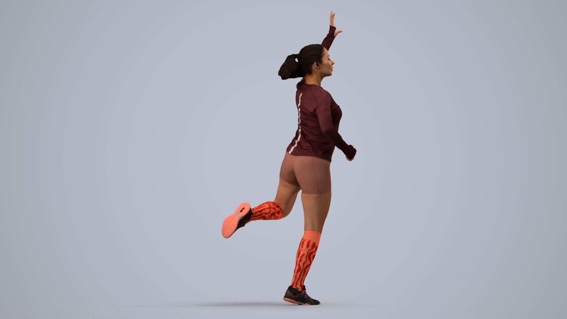 realistic 3D woman sport, scanned archviz people for Blender and 3ds Max, side view render
