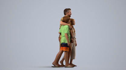 3D scanned girl kids, photorealistic archviz people for Enscape and SketchUp, side view render