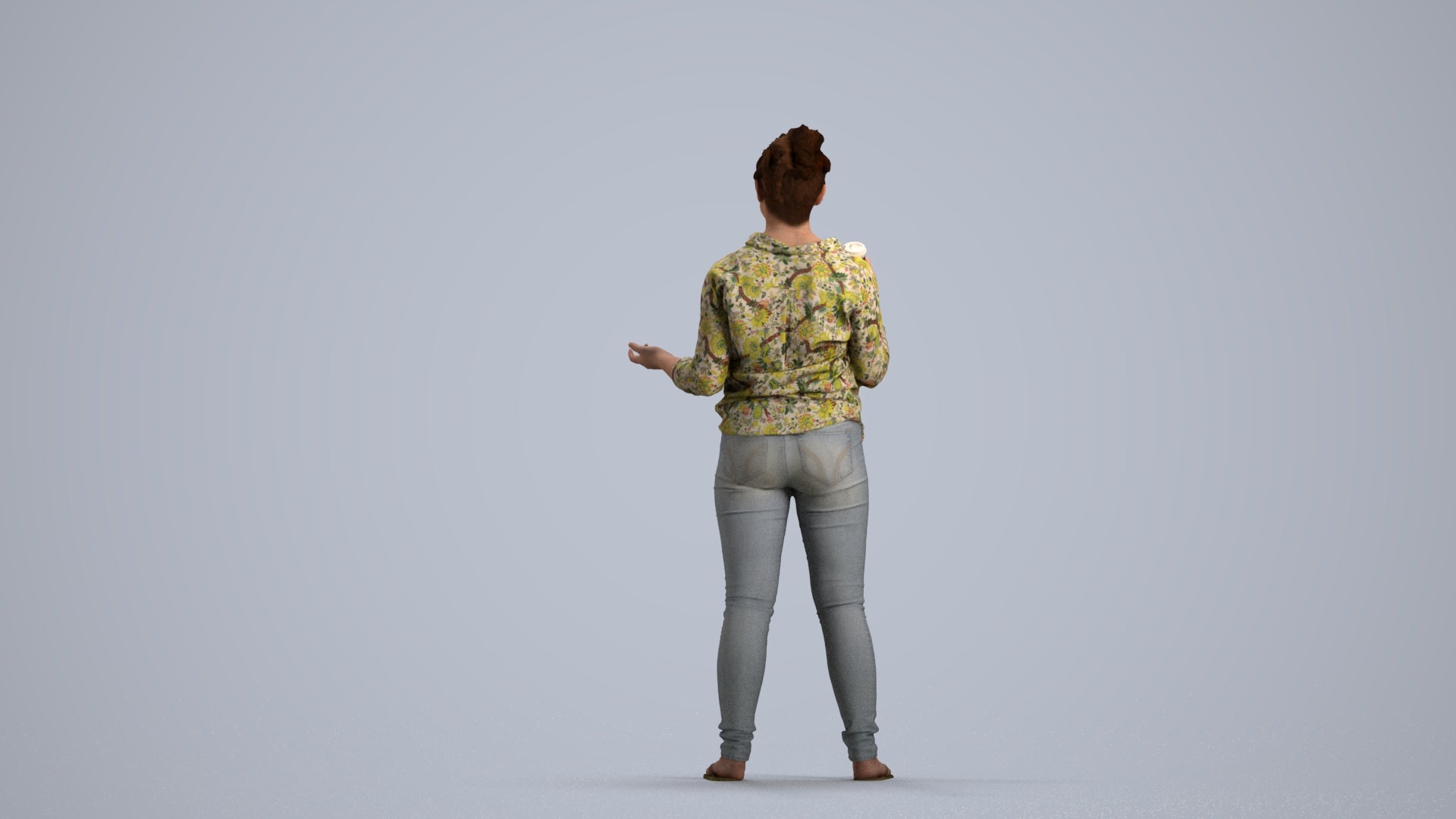 photogrammetry 3D woman casual standing, realistic human model archviz FBX, front view render