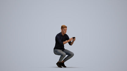 realistic 3D man casual sitting, scanned archviz people for Blender and 3ds Max, standing pose render