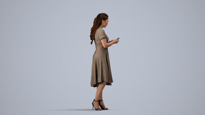 photogrammetry 3D woman casual standing, realistic human model archviz FBX, side view render