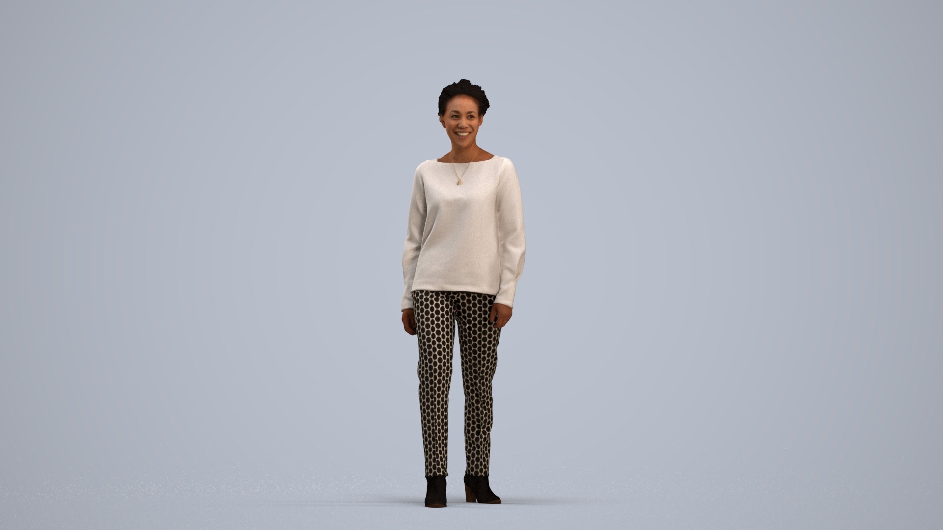 realistic 3D human woman casual walking, archviz people FBX OBJ for Blender, standing pose render