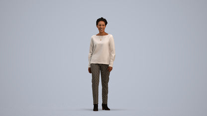 realistic 3D human woman casual walking, archviz people FBX OBJ for Blender, standing pose render