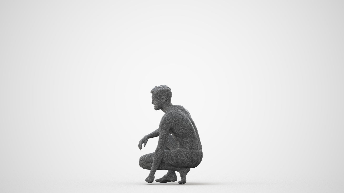 3D people model man pool, scanned human for 3ds Max rendering, square thumbnail