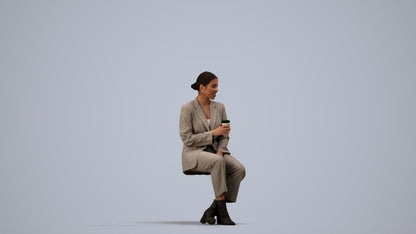 photogrammetry 3D woman business, realistic human model archviz FBX, side view render