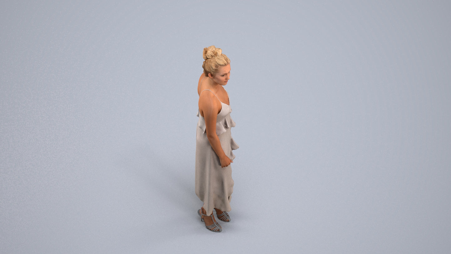 scanned 3D woman formal formalaffairs, photogrammetry people for Enscape and V-Ray, back view render