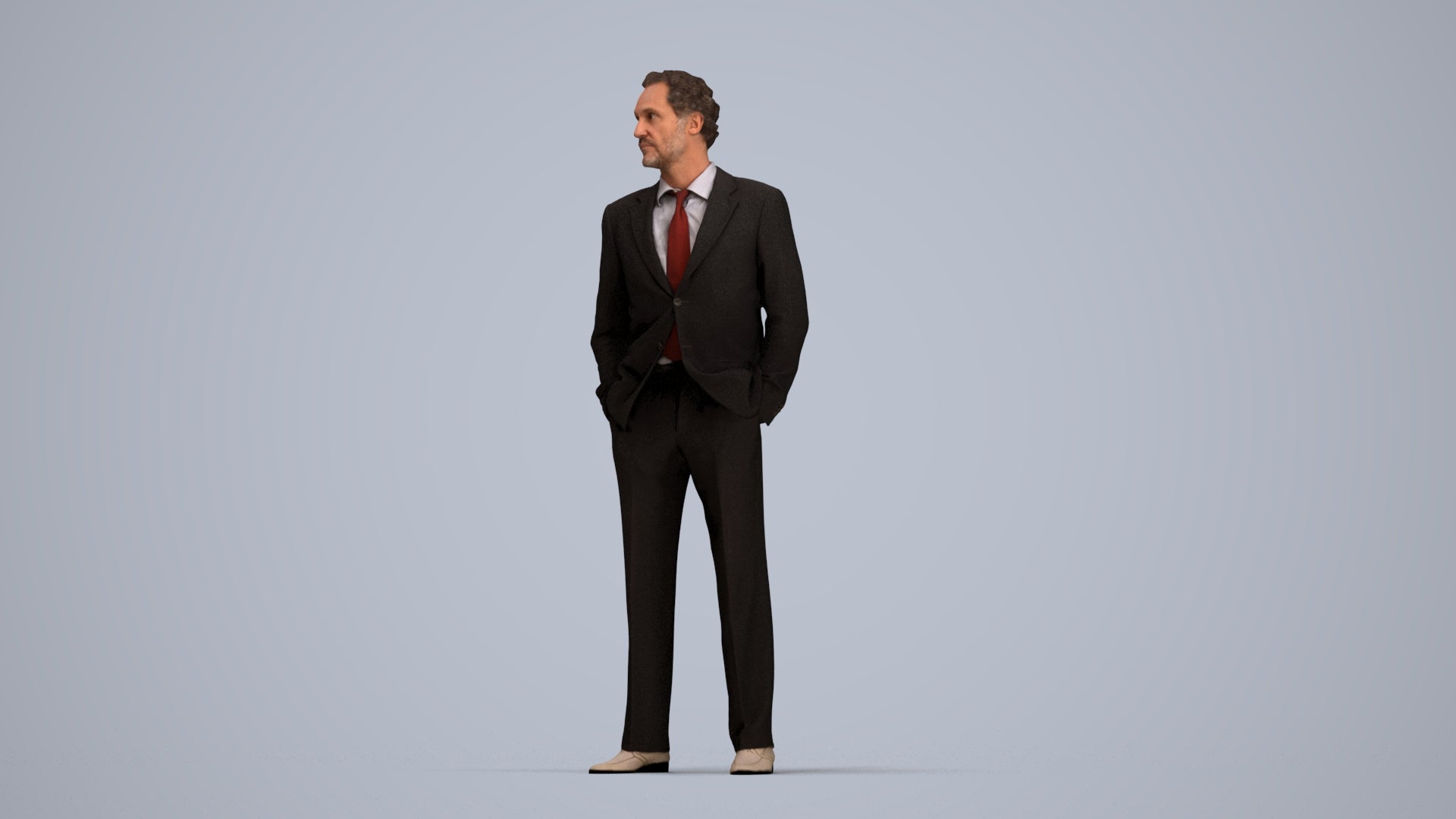 3D scanned man business, photorealistic archviz people for Enscape and SketchUp, top-down view render