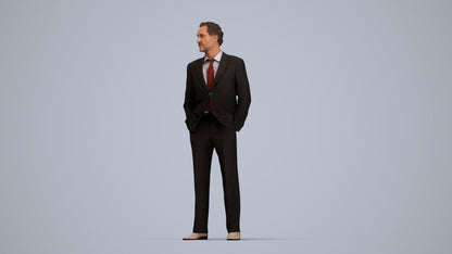 3D scanned man business, photorealistic archviz people for Enscape and SketchUp, top-down view render