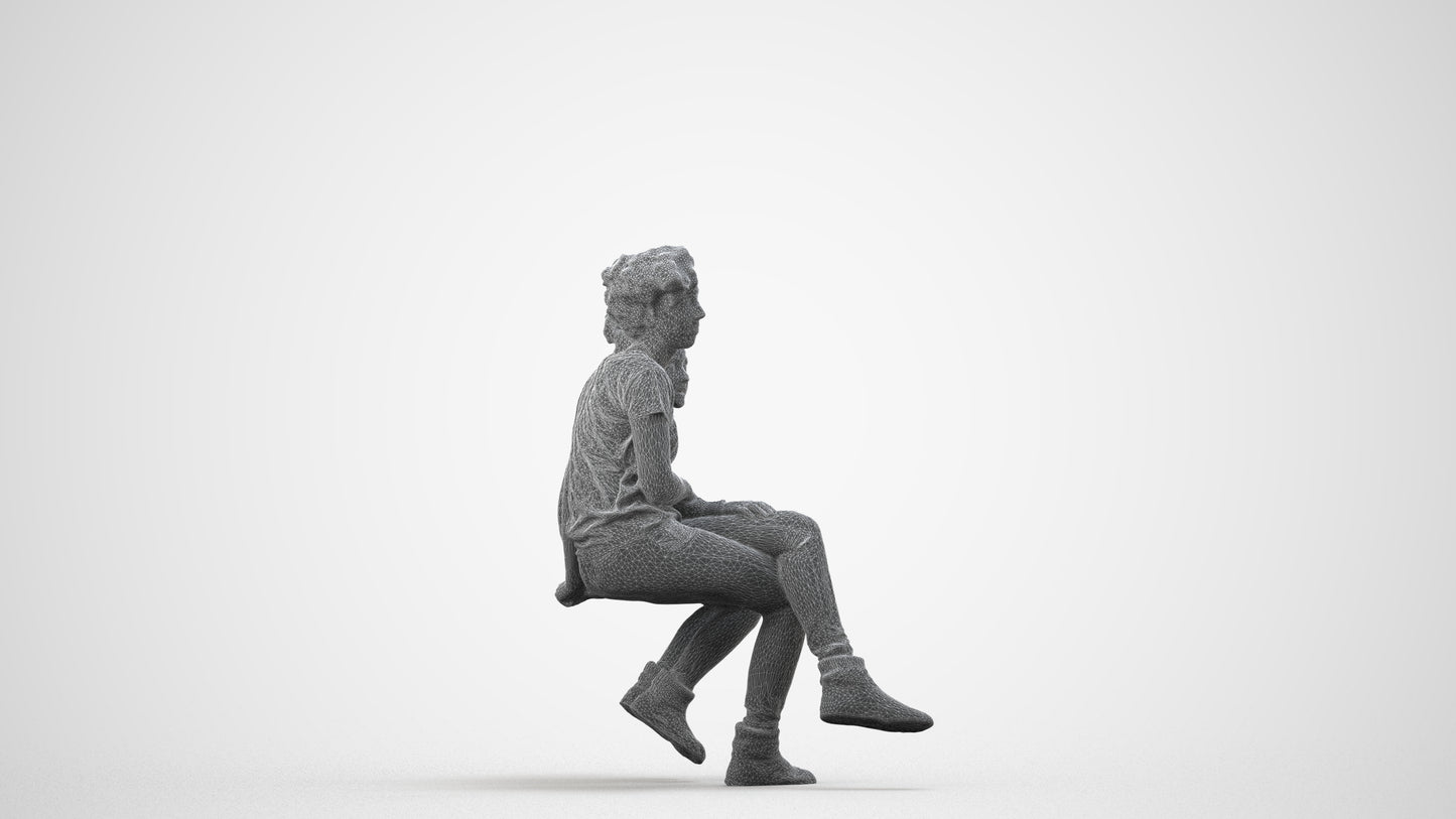 realistic 3D people girl kids, render-ready for V-Ray and Corona, FBX OBJ, wireframe side view