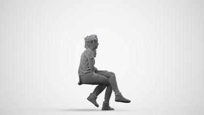 realistic 3D people girl kids, render-ready for V-Ray and Corona, FBX OBJ, wireframe side view