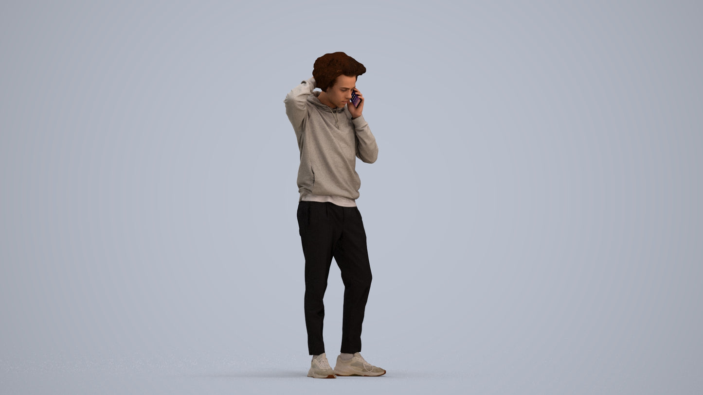 realistic 3D people man casual standing, render-ready for V-Ray and Corona, FBX OBJ, standing pose render