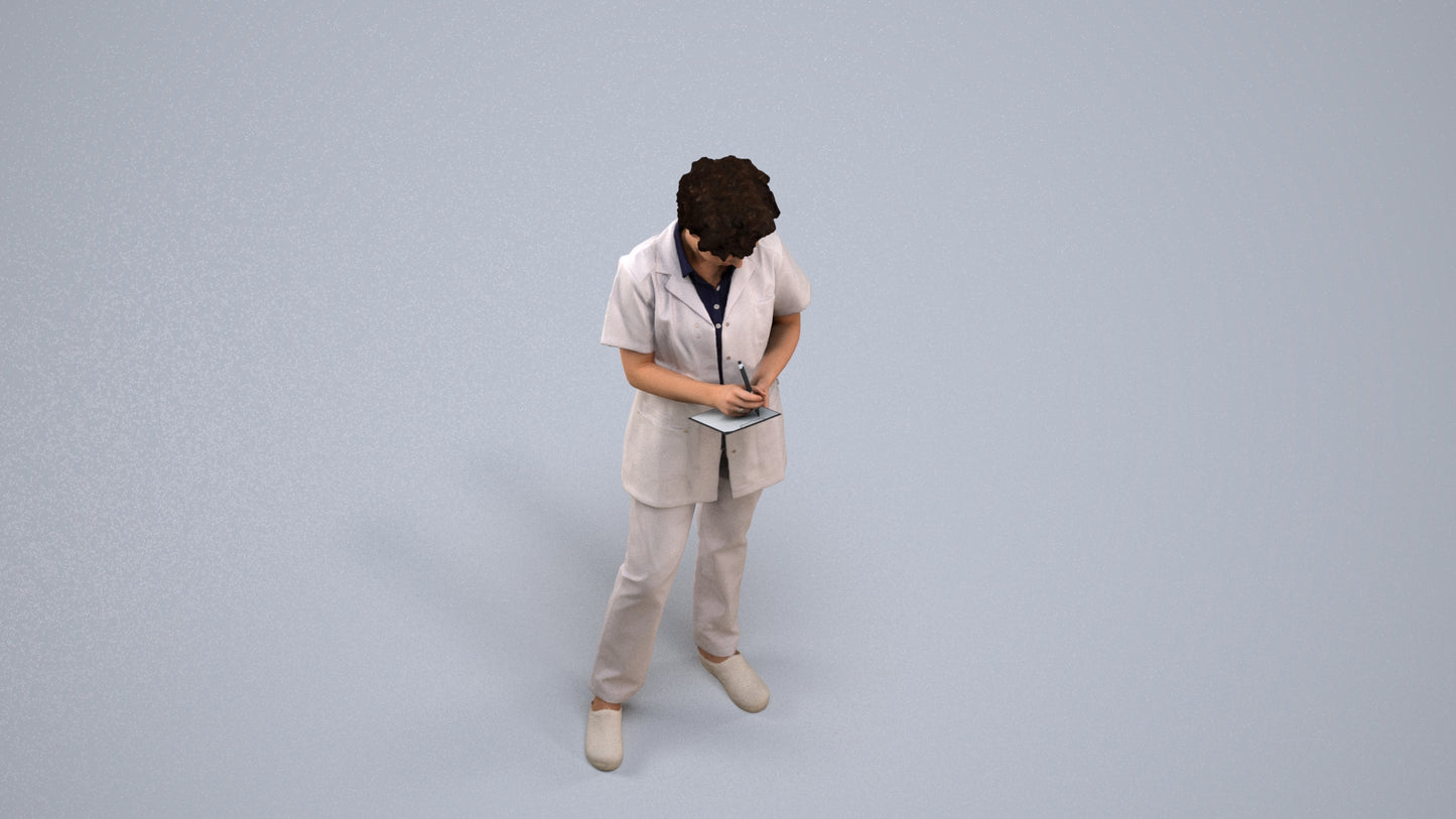 3D scanned woman medical, photorealistic archviz people for Enscape and SketchUp, back view render
