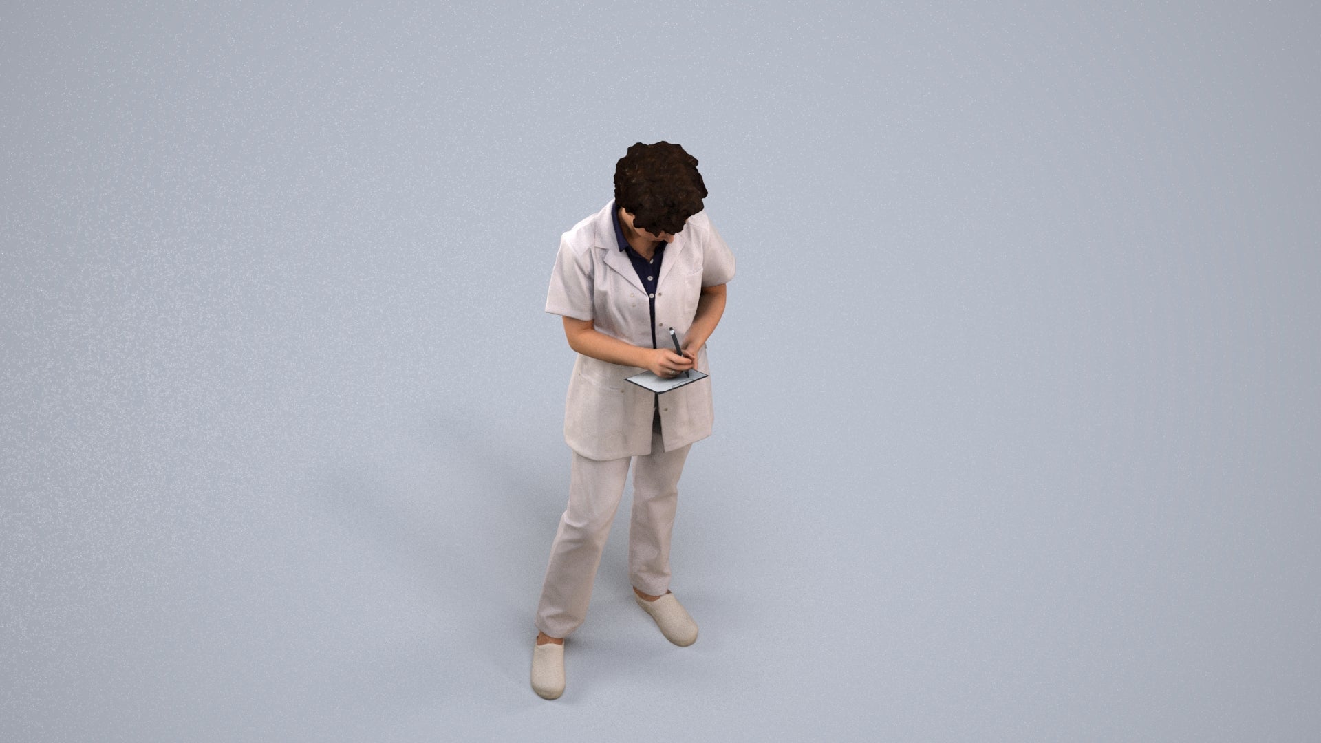 3D scanned woman medical, photorealistic archviz people for Enscape and SketchUp, back view render