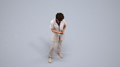 3D scanned woman medical, photorealistic archviz people for Enscape and SketchUp, back view render