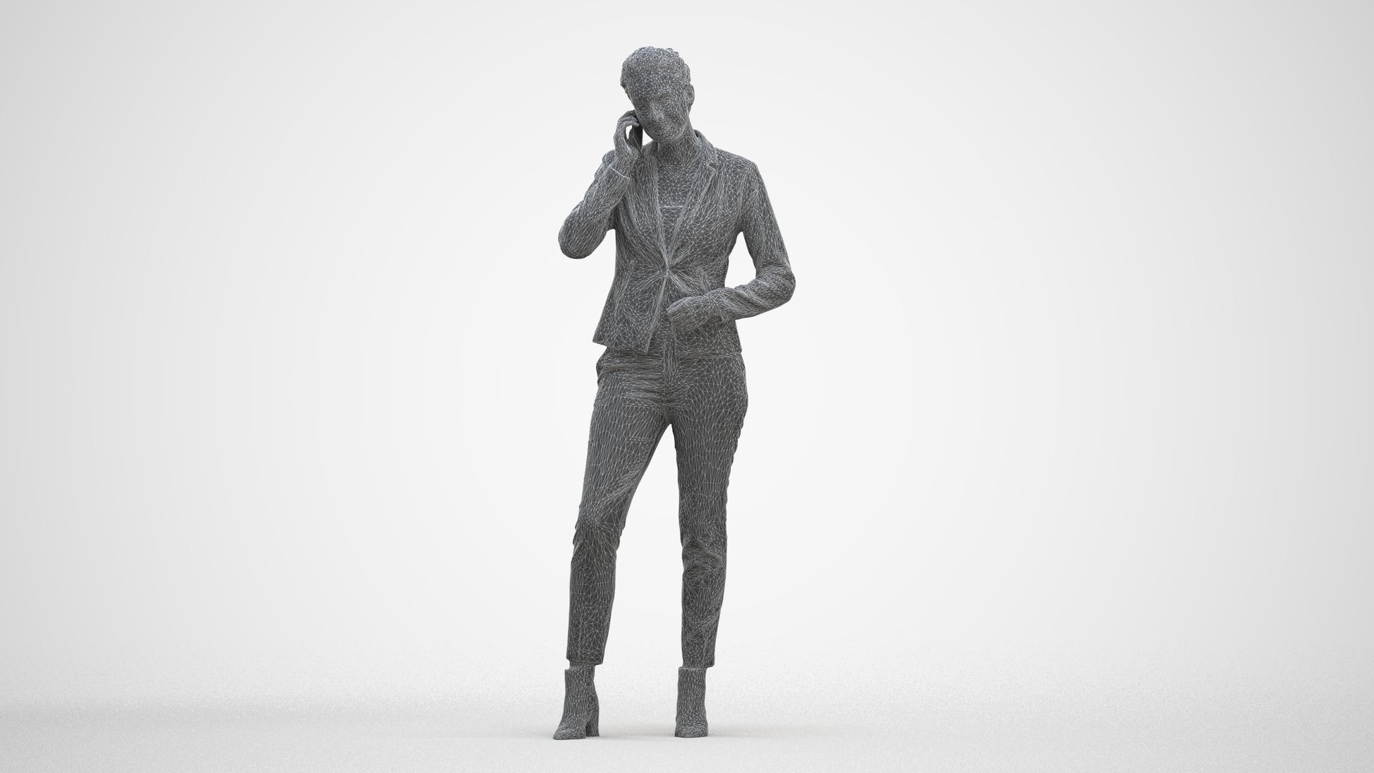 scanned 3D woman business, photogrammetry people for Enscape and V-Ray, top-down view render