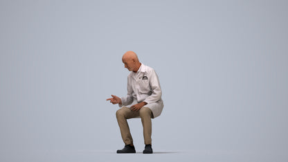 realistic 3D senior man medical, scanned archviz people for Blender and 3ds Max, top-down view render