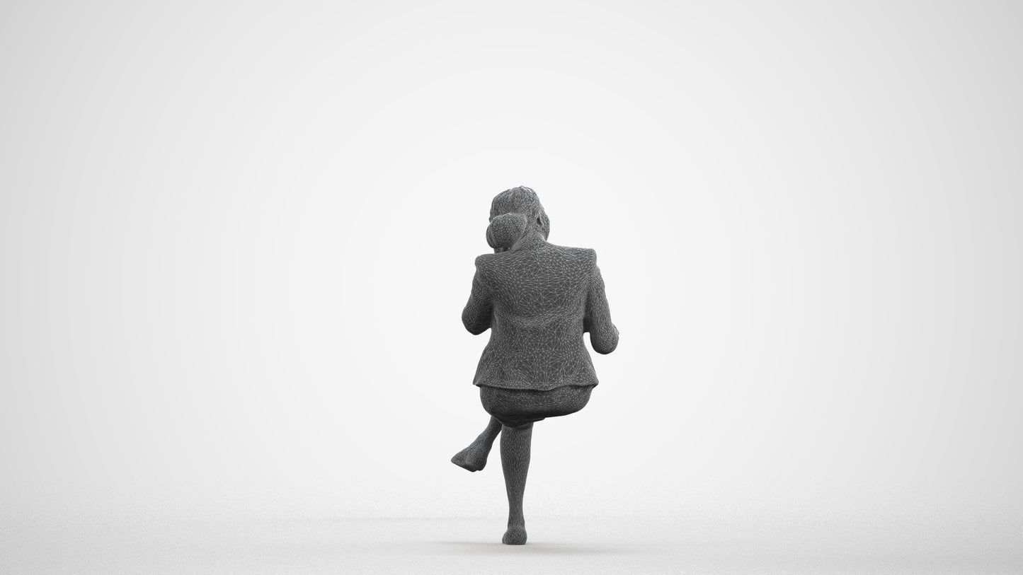 realistic 3D people woman business sitting, render-ready for V-Ray and Corona, FBX OBJ, wireframe front view