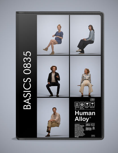 3D people models sitting bundle, 5 scanned humans for 3ds Max rendering