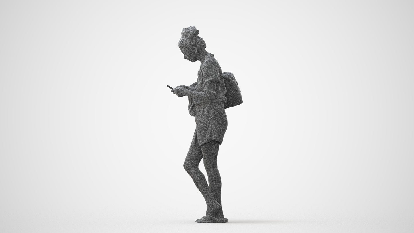 3D scanned woman standing casual, photorealistic archviz people for Enscape and SketchUp, square thumbnail