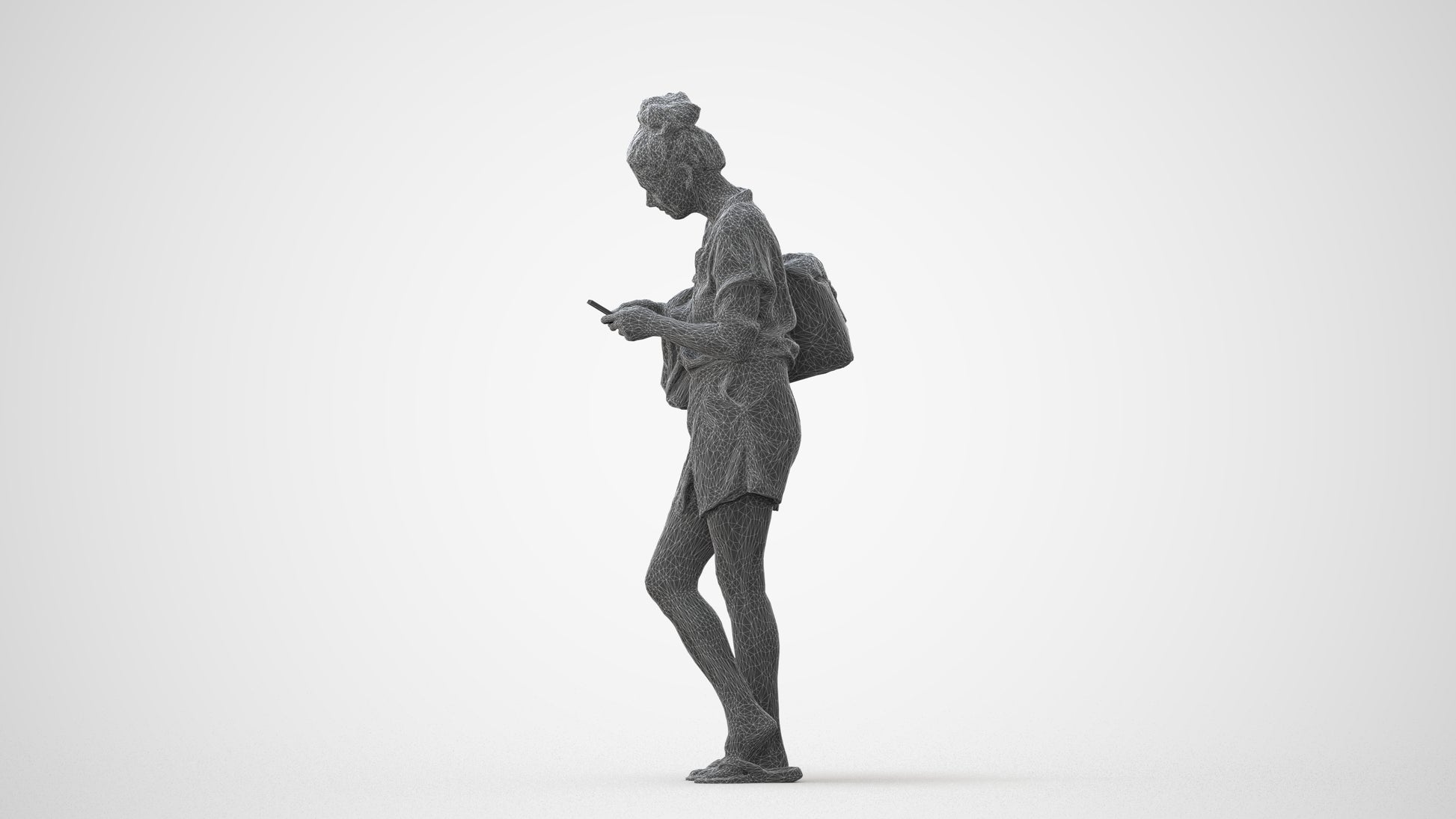 3D scanned woman standing casual, photorealistic archviz people for Enscape and SketchUp, square thumbnail