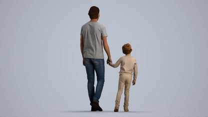 3D people model boy casual kids, scanned human for 3ds Max rendering, front view render