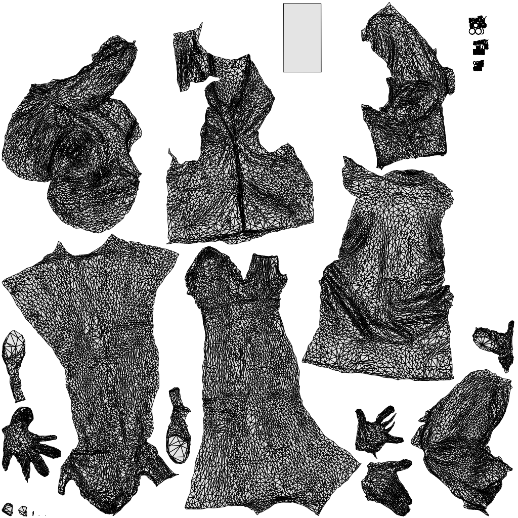 3D people model woman business standing, scanned human for 3ds Max rendering, wireframe top-down view