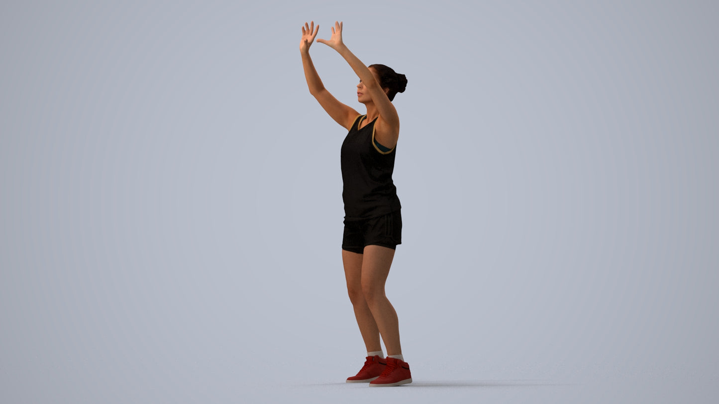 realistic 3D woman sport, scanned archviz people for Blender and 3ds Max, three-quarter view render