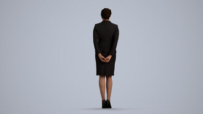 realistic 3D woman hospitality, scanned archviz people for Blender and 3ds Max, front view render