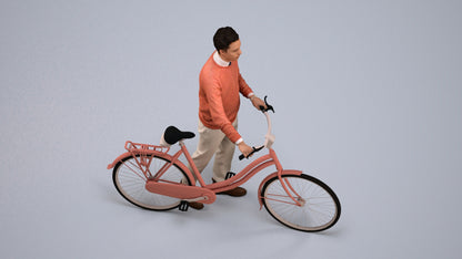 3D people model man casual cycling, scanned human for 3ds Max rendering, back view render