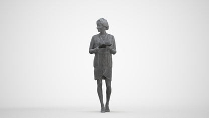realistic 3D people woman business standing, render-ready for V-Ray and Corona, FBX OBJ, three-quarter front view render
