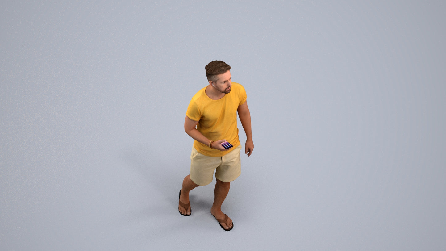3D scanned man walking, photorealistic archviz people for Enscape and SketchUp, back view render
