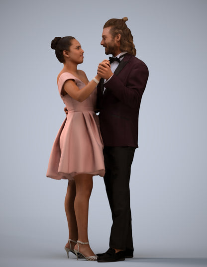 3D scanned woman dancing formal, photorealistic archviz people for Enscape and SketchUp