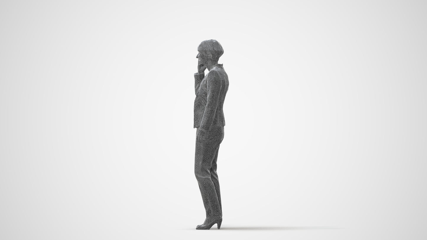 realistic 3D senior woman business standing, scanned archviz people for Blender and 3ds Max, square thumbnail