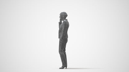 realistic 3D senior woman business standing, scanned archviz people for Blender and 3ds Max, square thumbnail