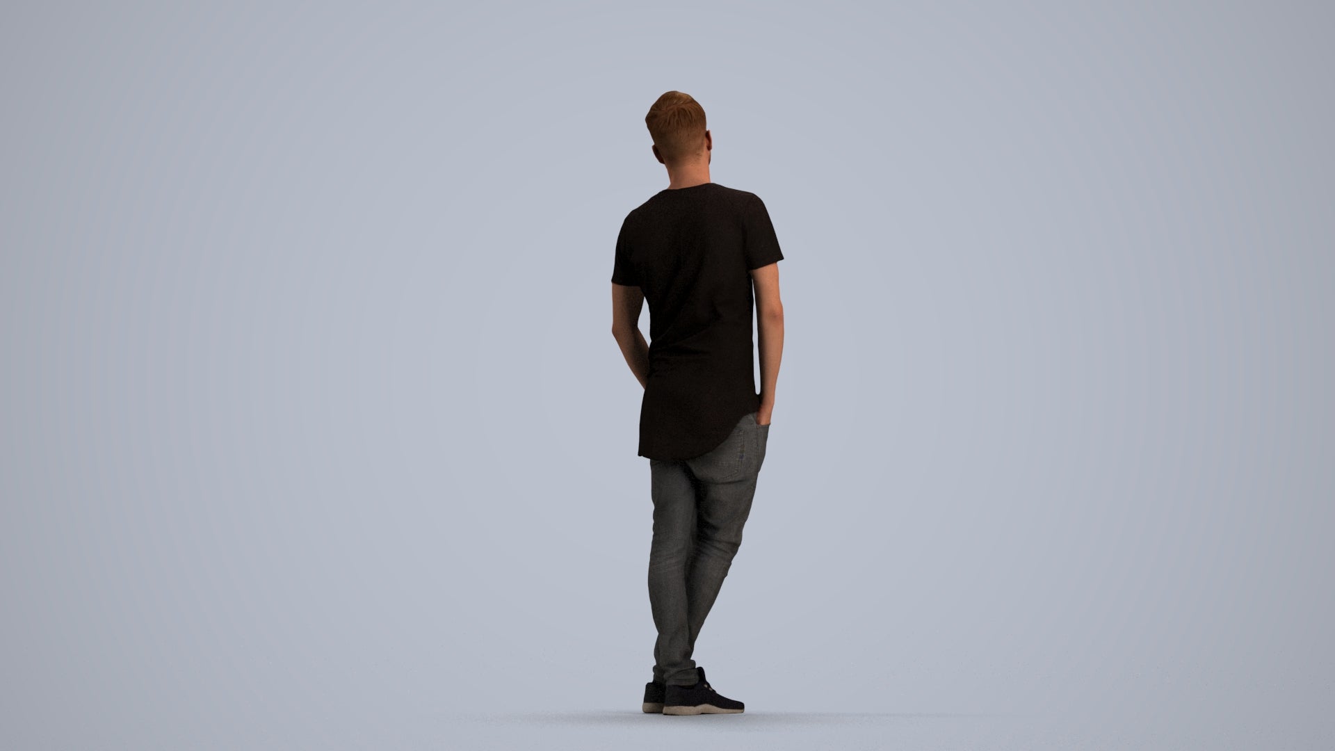 realistic 3D human man casual standing, archviz people FBX OBJ for Blender, front view render