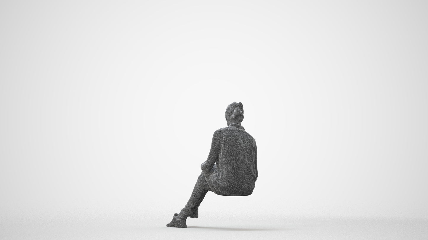 realistic 3D people woman casual sitting, render-ready for V-Ray and Corona, FBX OBJ, square thumbnail