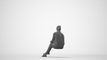 realistic 3D people woman casual sitting, render-ready for V-Ray and Corona, FBX OBJ, square thumbnail