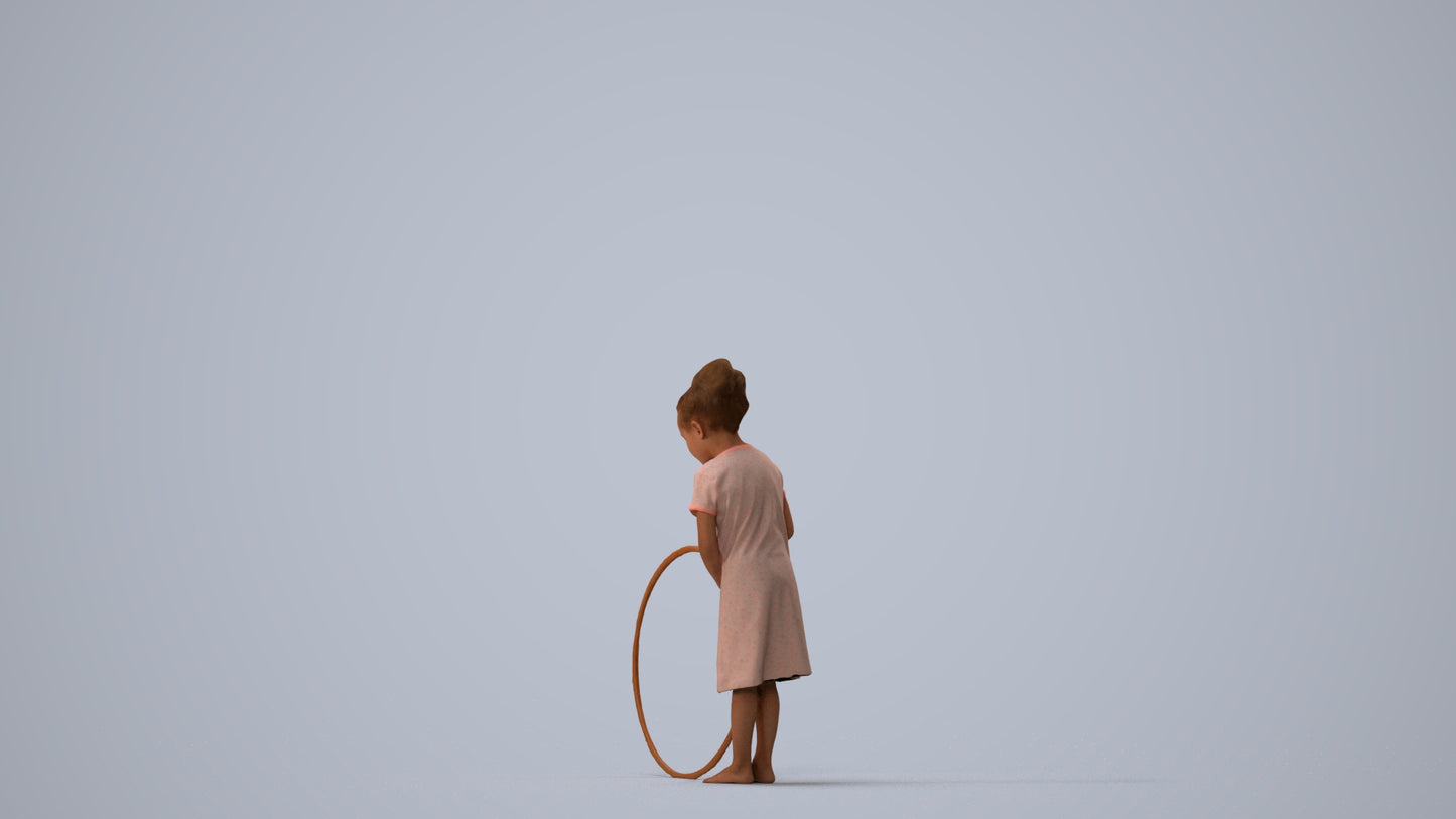 realistic 3D girl casual kids, scanned archviz people for Blender and 3ds Max, three-quarter view render