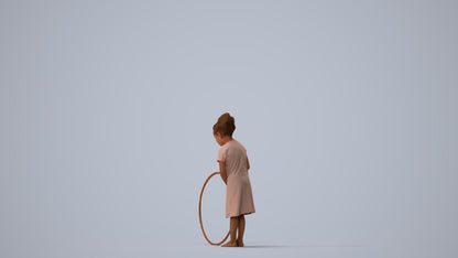 realistic 3D girl casual kids, scanned archviz people for Blender and 3ds Max, three-quarter view render