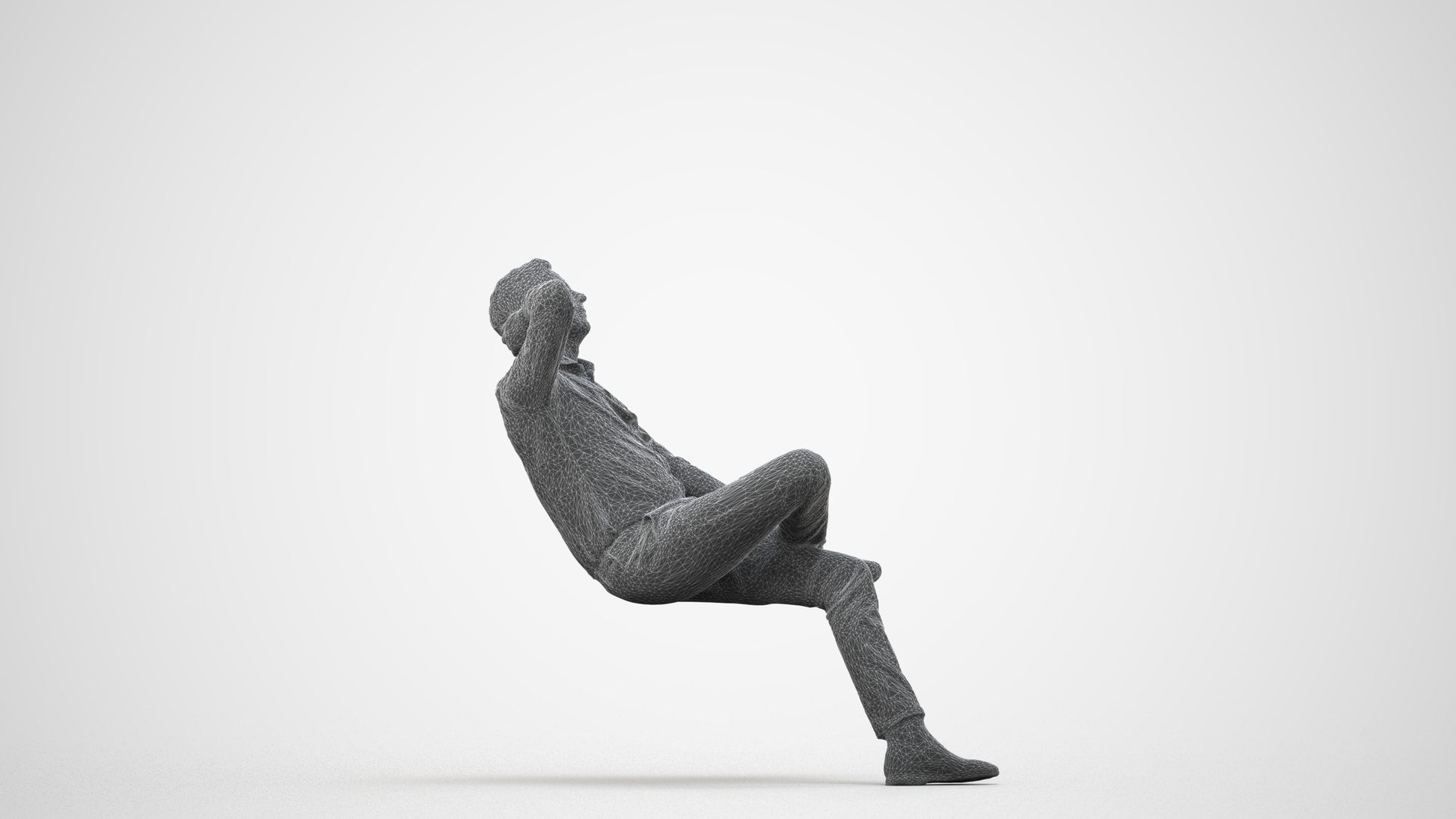 realistic 3D human man business, archviz people FBX OBJ for Blender, wireframe side view
