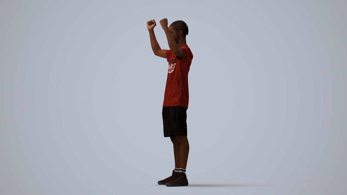 realistic 3D boy sport, scanned archviz people for Blender and 3ds Max, three-quarter view render