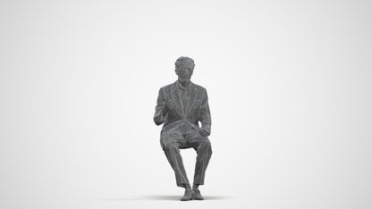 3D human model man business, photogrammetry scanned person for archviz, three-quarter front view render