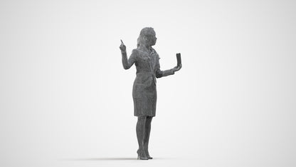 3D people model woman business, scanned human for 3ds Max rendering, wireframe side view