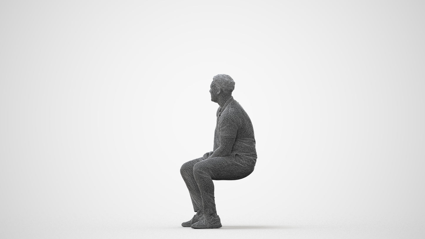 3D scanned man pool casual, photorealistic archviz people for Enscape and SketchUp, square thumbnail