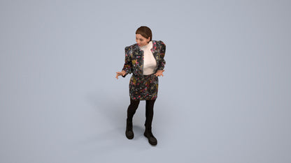 3D people model woman business walking, scanned human for 3ds Max rendering, back view render