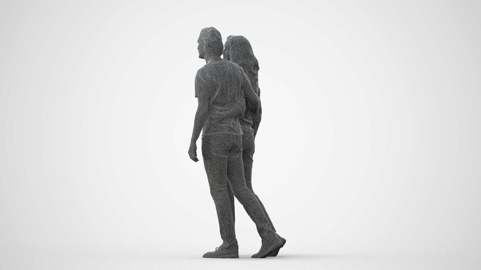 realistic 3D woman casual walking, scanned archviz people for Blender and 3ds Max, square thumbnail