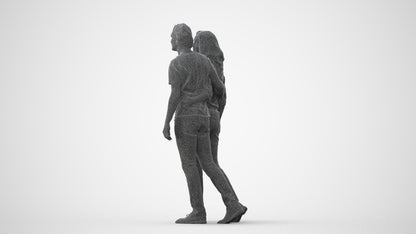 realistic 3D woman casual walking, scanned archviz people for Blender and 3ds Max, square thumbnail