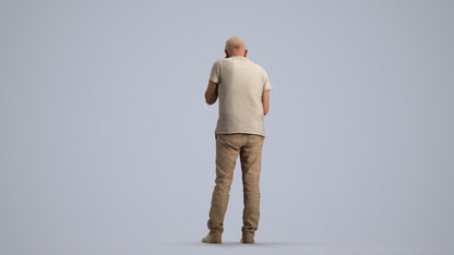 realistic 3D people senior man casual standing, render-ready for V-Ray and Corona, FBX OBJ, front view render