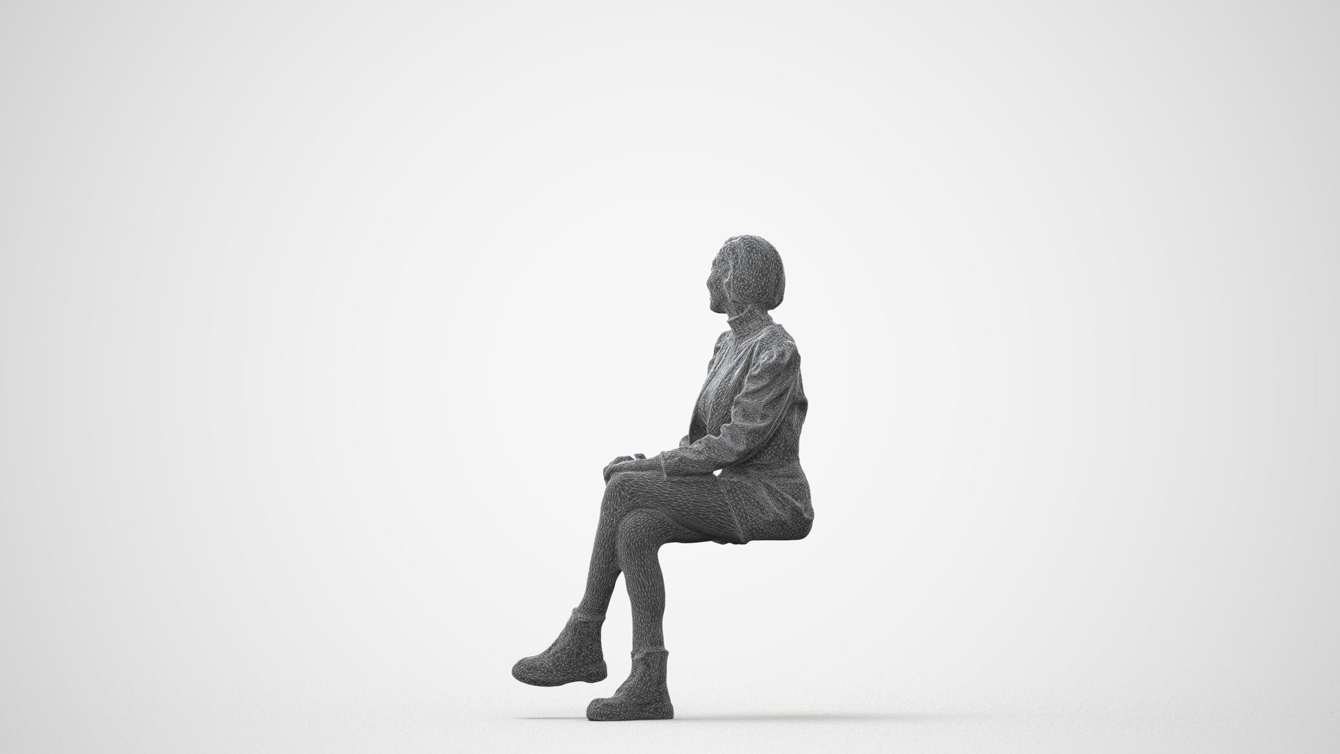 3D people model woman casual sitting, scanned human for 3ds Max rendering, square thumbnail